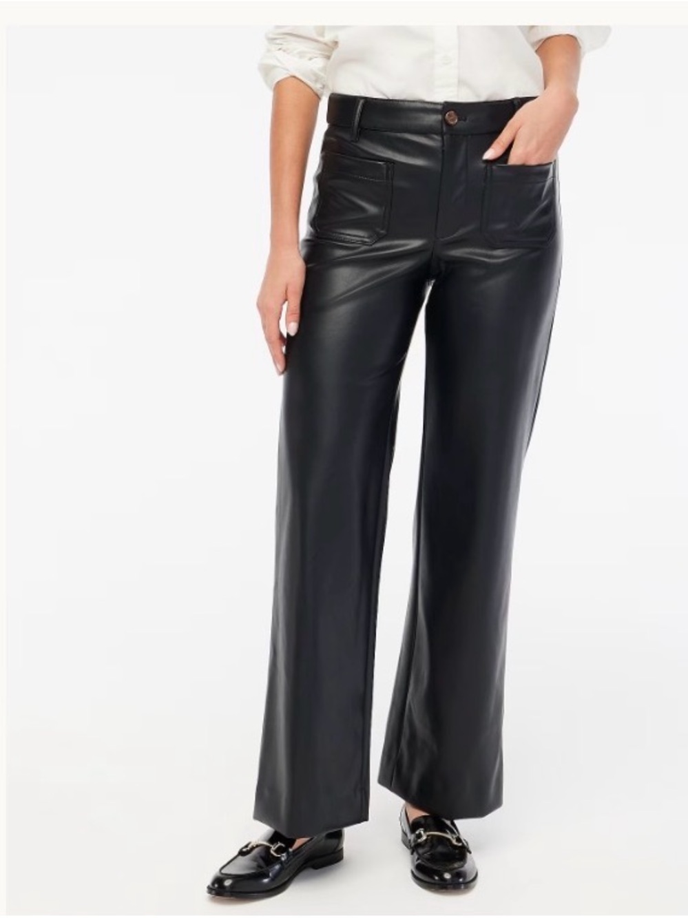 J. Crew Black Faux Leather Wide-Leg Pants size 12/14